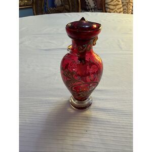 Vintage Ruby Red Glass Perfume Bottle With Stopper